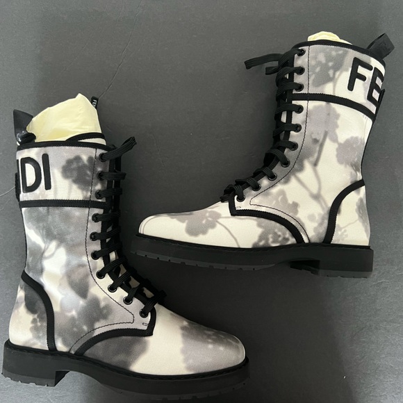 Fendi Canvas Floral Print Boots - Picture 2 of 13